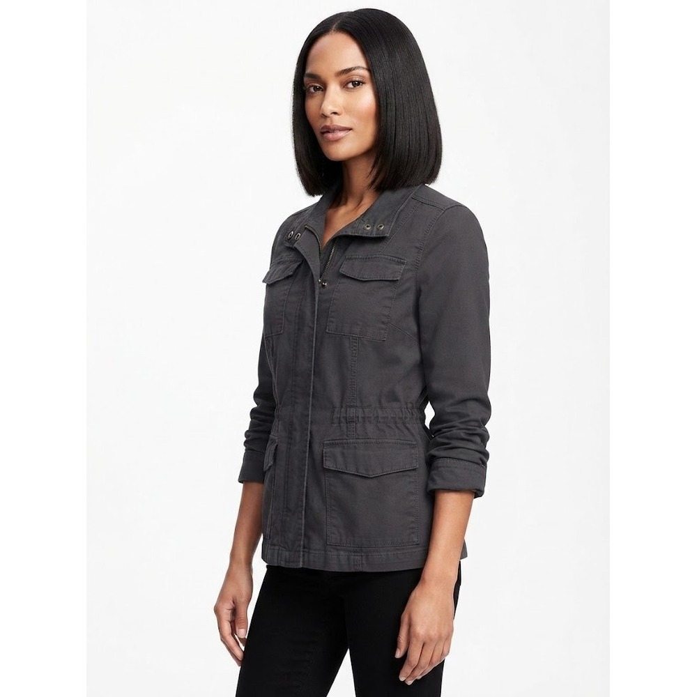 Merona Womens Gray Jacket Size S  Cotton Canvas Utility Military Field